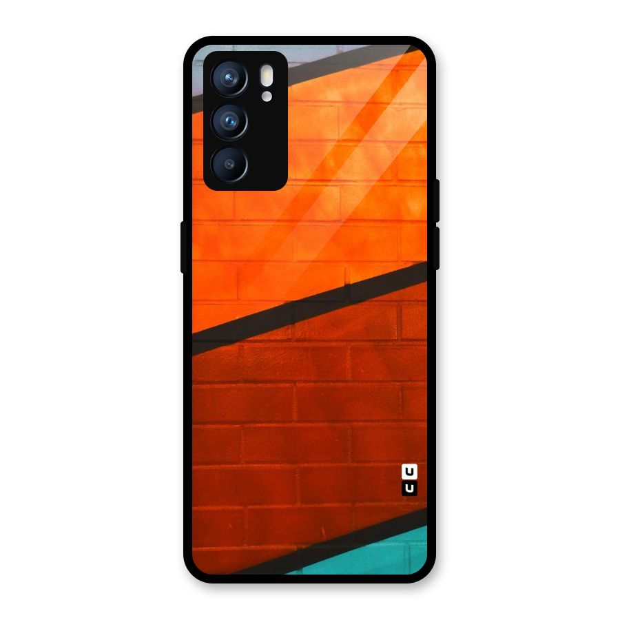 Wall Diagonal Stripes Glass Back Case for Oppo Reno6 5G