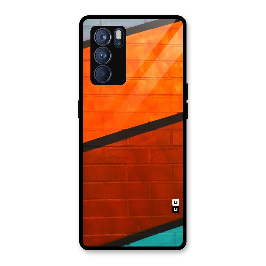 Wall Diagonal Stripes Glass Back Case for Oppo Reno6 Pro 5G