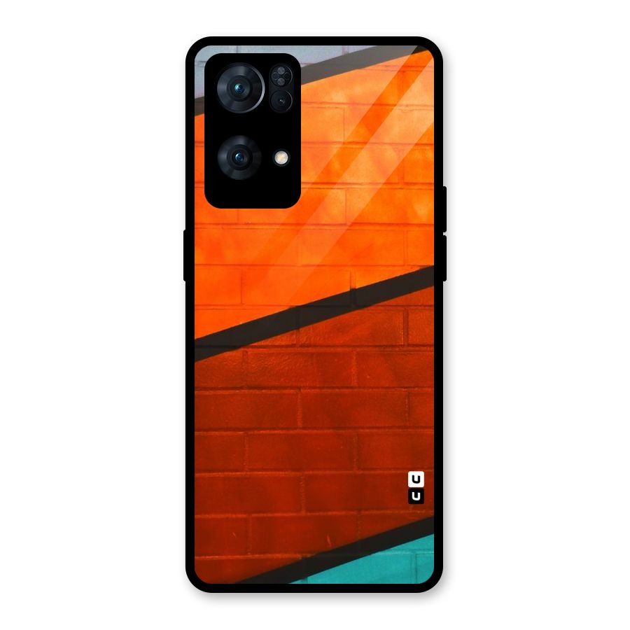 Wall Diagonal Stripes Glass Back Case for Oppo Reno7 Pro 5G