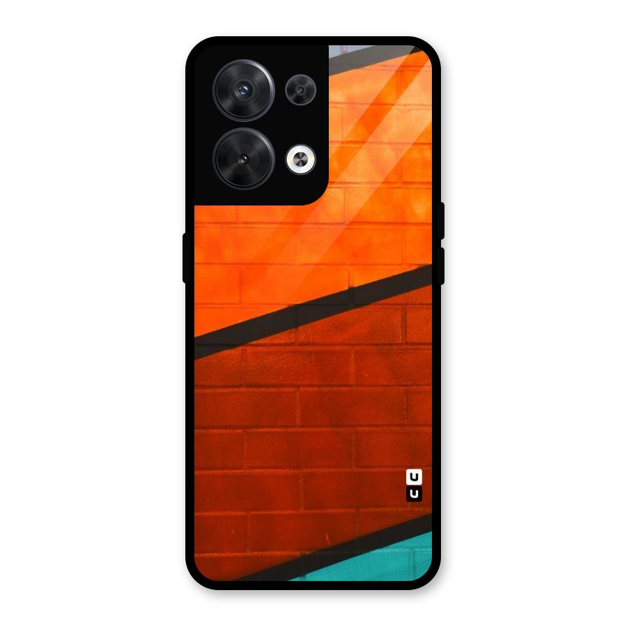 Wall Diagonal Stripes Glass Back Case for Oppo Reno8 5G
