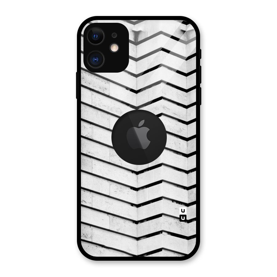 Wall Zig Zag Glass Back Case for iPhone 11 Logo Cut