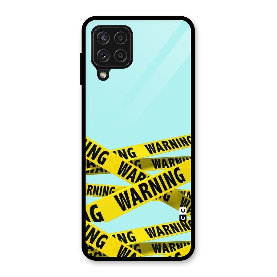 Warning Design Glass Back Case for Galaxy A22 4G