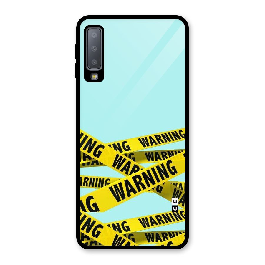 Warning Design Glass Back Case for Galaxy A7 (2018)