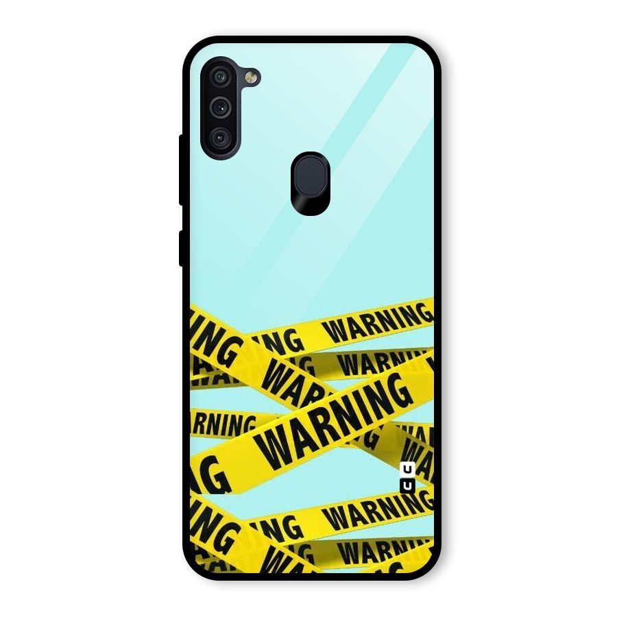 Warning Design Glass Back Case for Galaxy M11
