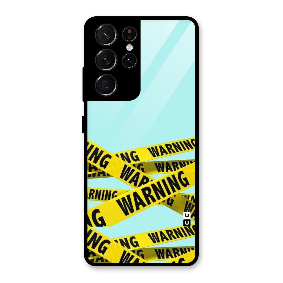 Warning Design Glass Back Case for Galaxy S21 Ultra 5G