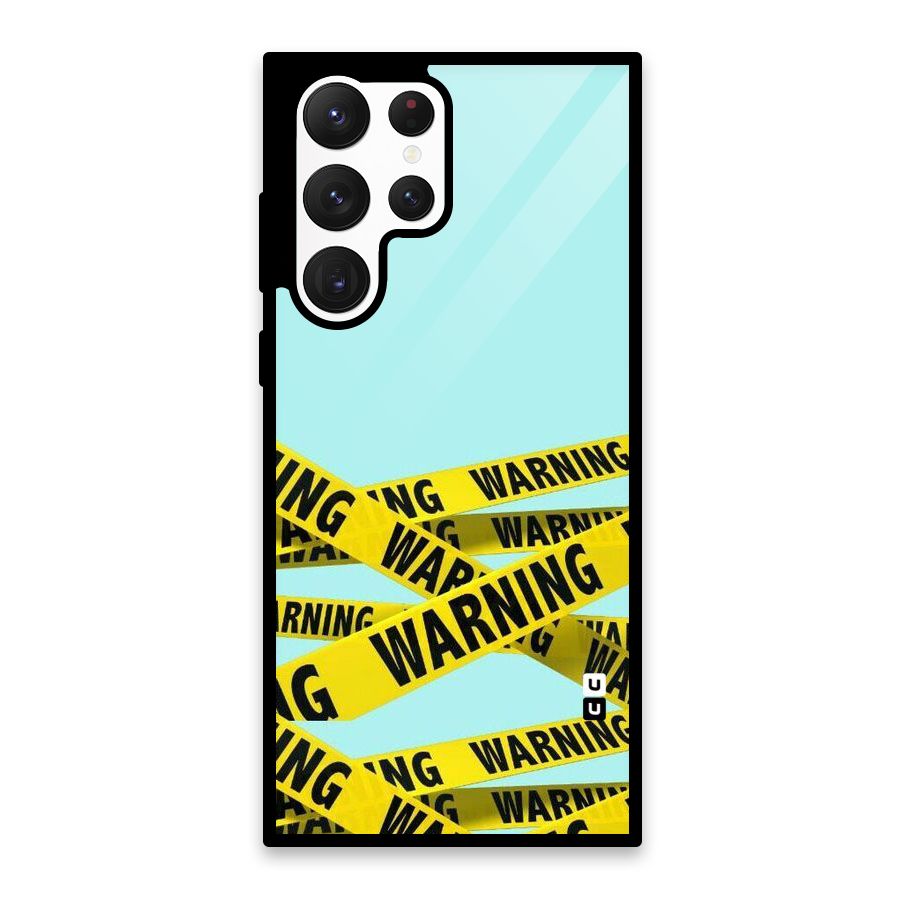 Warning Design Glass Back Case for Galaxy S22 Ultra 5G