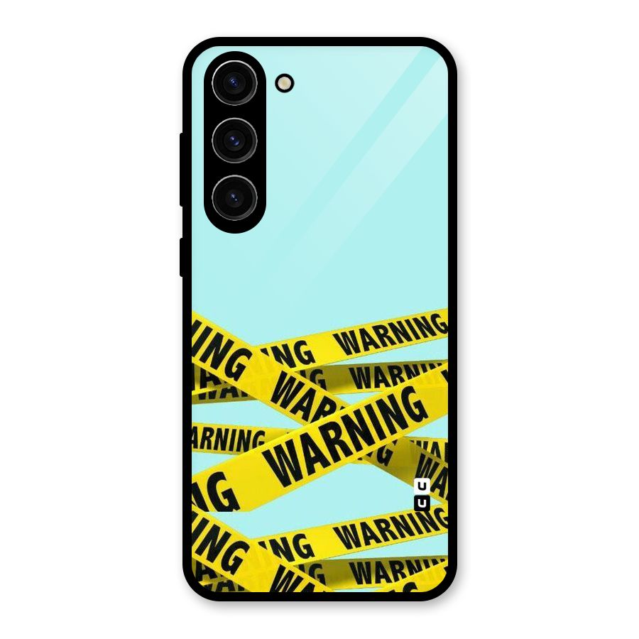 Warning Design Glass Back Case for Galaxy S23 Plus