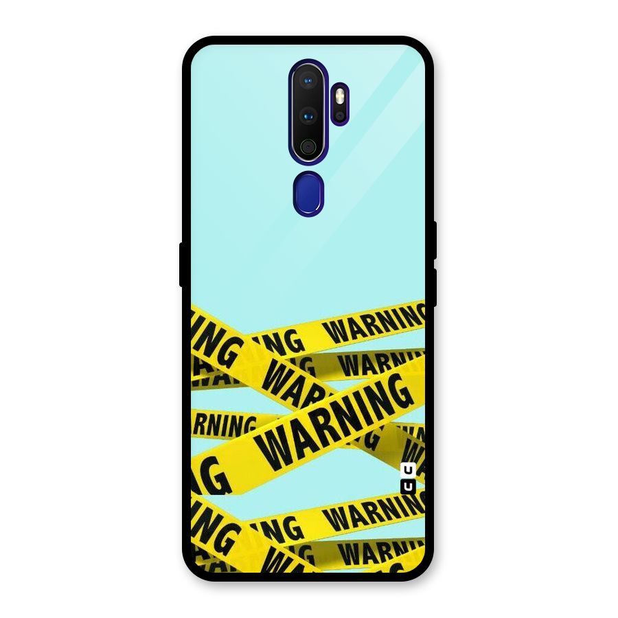 Warning Design Glass Back Case for Oppo A9 (2020)