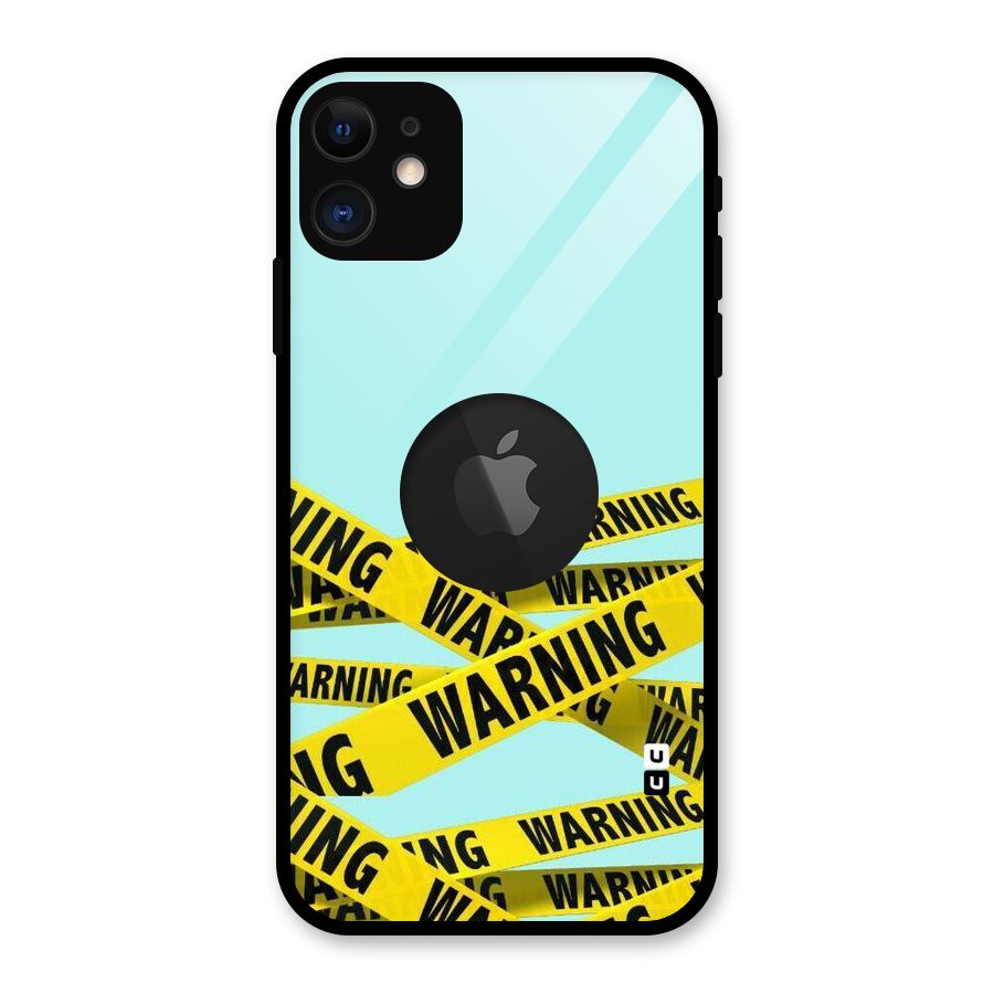 Warning Design Glass Back Case for iPhone 11 Logo Cut