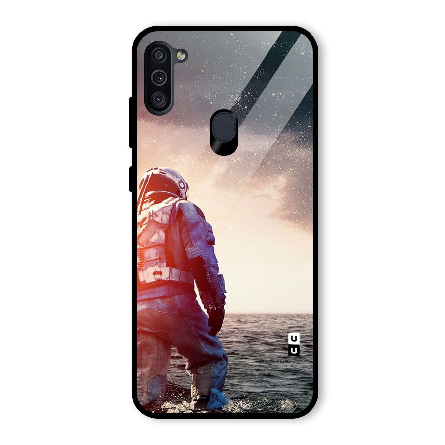 Water Astronaut Glass Back Case for Galaxy M11