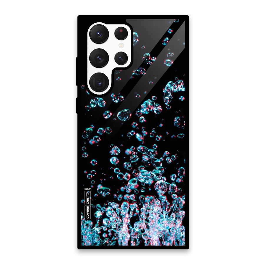 Water Droplets Glass Back Case for Galaxy S22 Ultra 5G