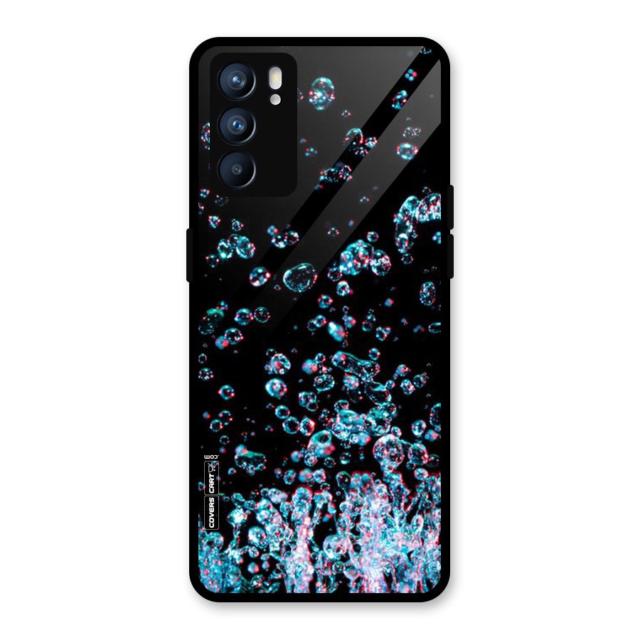 Water Droplets Glass Back Case for Oppo Reno6 5G