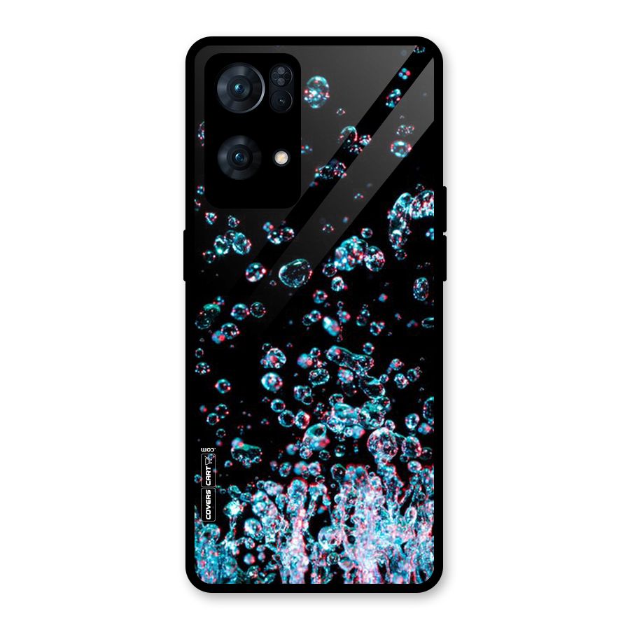 Water Droplets Glass Back Case for Oppo Reno7 Pro 5G