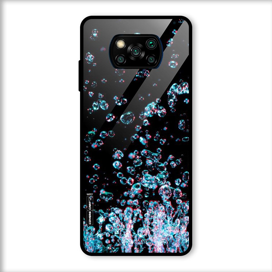 Water Droplets Glass Back Case for Poco X3