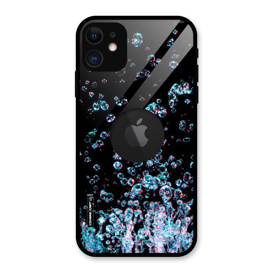 Water Droplets Glass Back Case for iPhone 11 Logo Cut