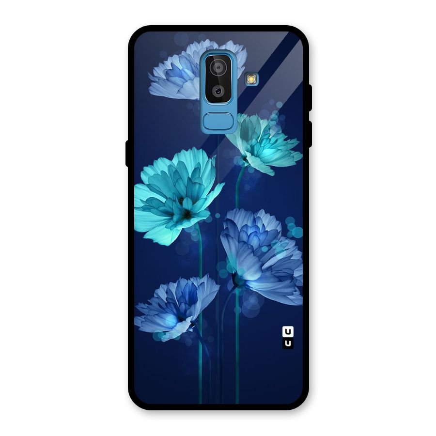 Water Flowers Glass Back Case for Galaxy J8