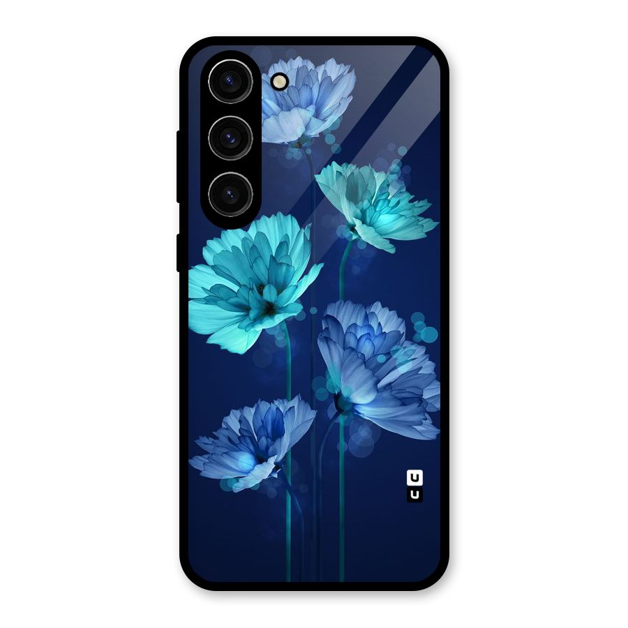 Water Flowers Glass Back Case for Galaxy S23 Plus