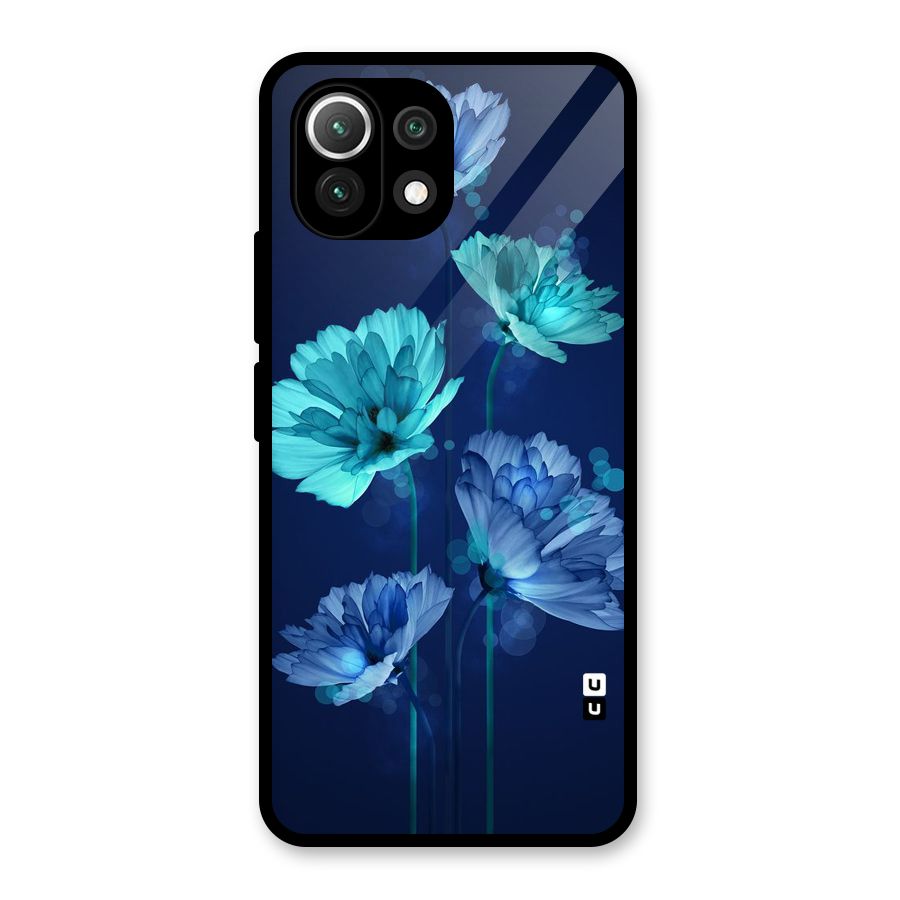 Water Flowers Glass Back Case for Mi 11 Lite NE 5G