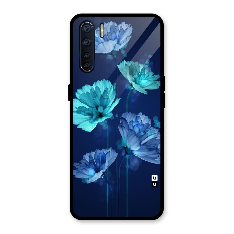 Water Flowers Glass Back Case for Oppo F15