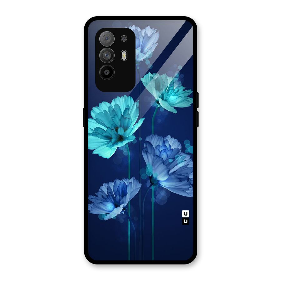 Water Flowers Glass Back Case for Oppo F19 Pro Plus 5G
