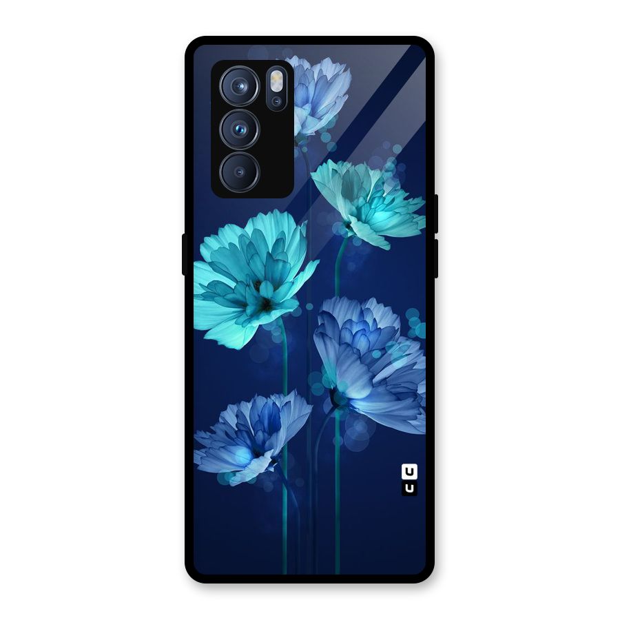Water Flowers Glass Back Case for Oppo Reno6 Pro 5G