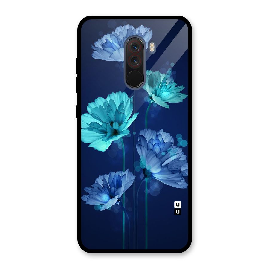 Water Flowers Glass Back Case for Poco F1