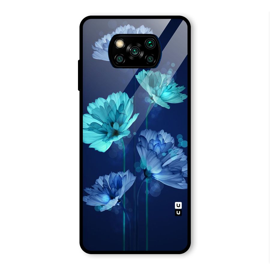 Water Flowers Glass Back Case for Poco X3 Pro