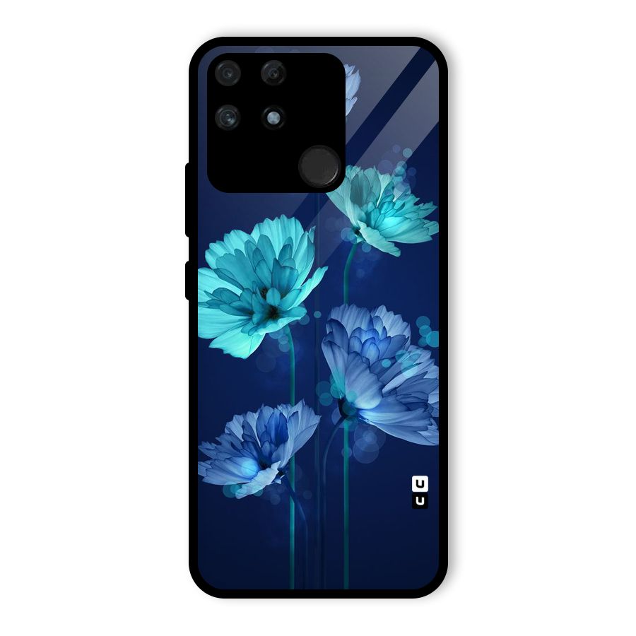 Water Flowers Glass Back Case for Realme Narzo 50A
