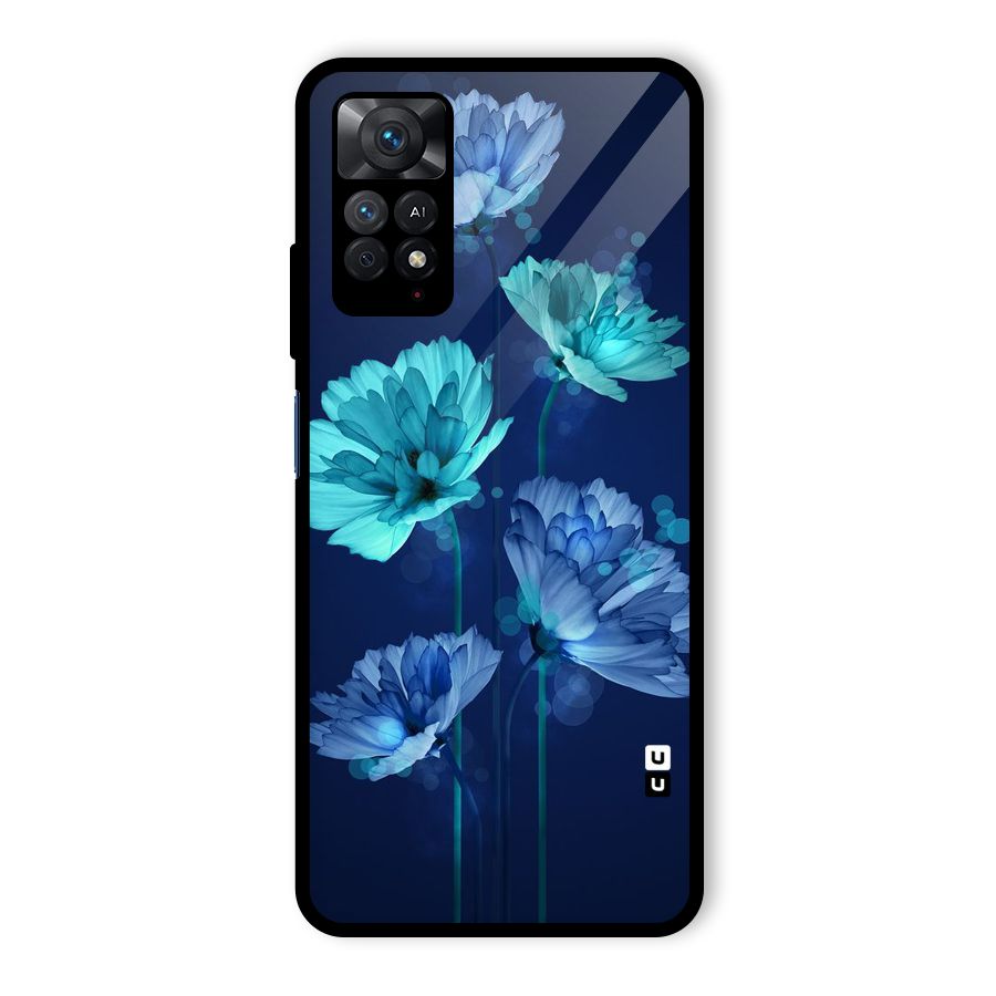 Water Flowers Glass Back Case for Redmi Note 11 Pro