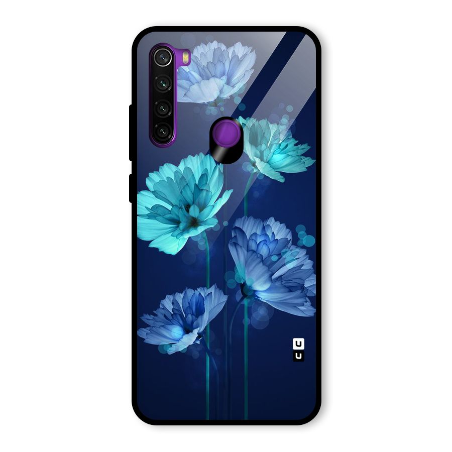 Water Flowers Glass Back Case for Redmi Note 8