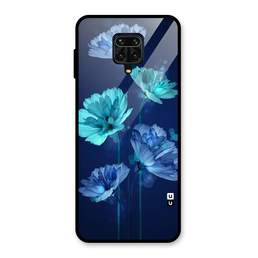 Water Flowers Glass Back Case for Redmi Note 9 Pro