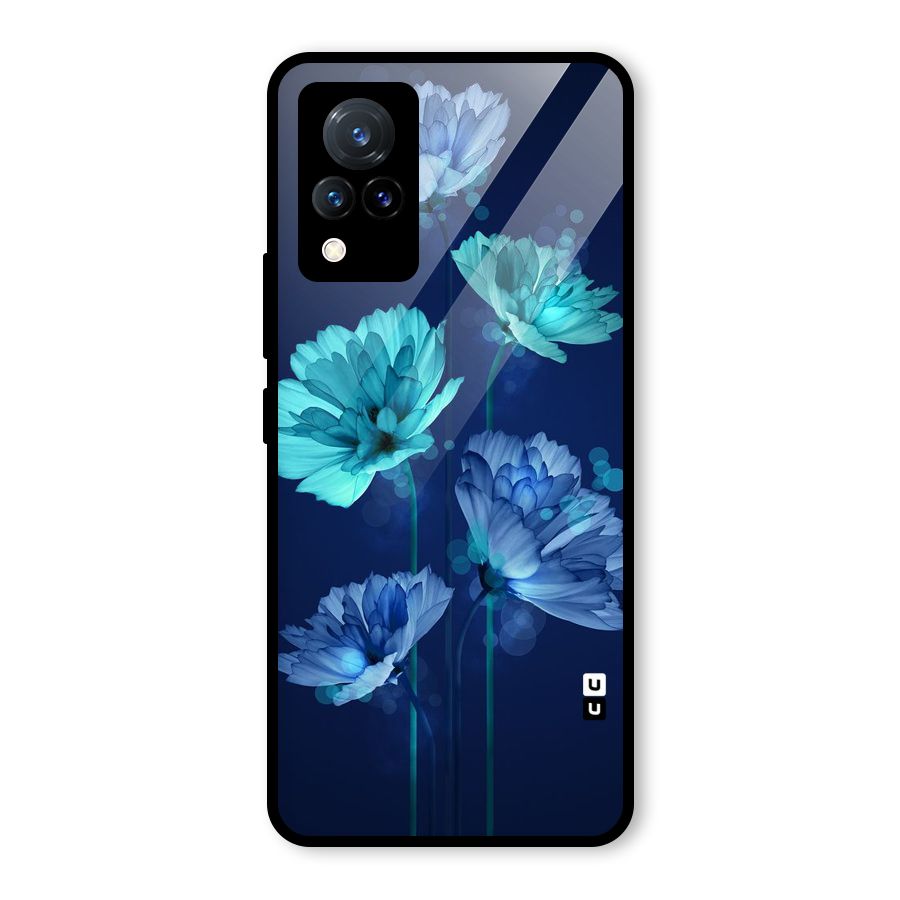 Water Flowers Glass Back Case for Vivo V21 5G