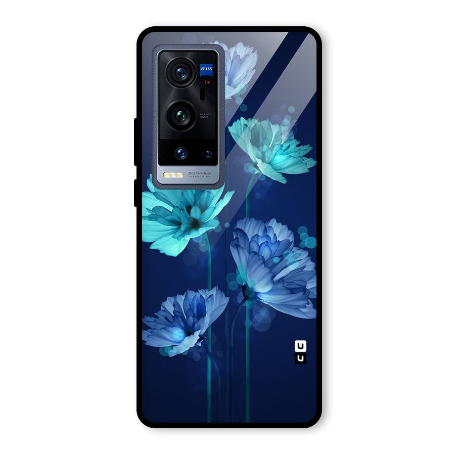 Water Flowers Glass Back Case for Vivo X60 Pro Plus