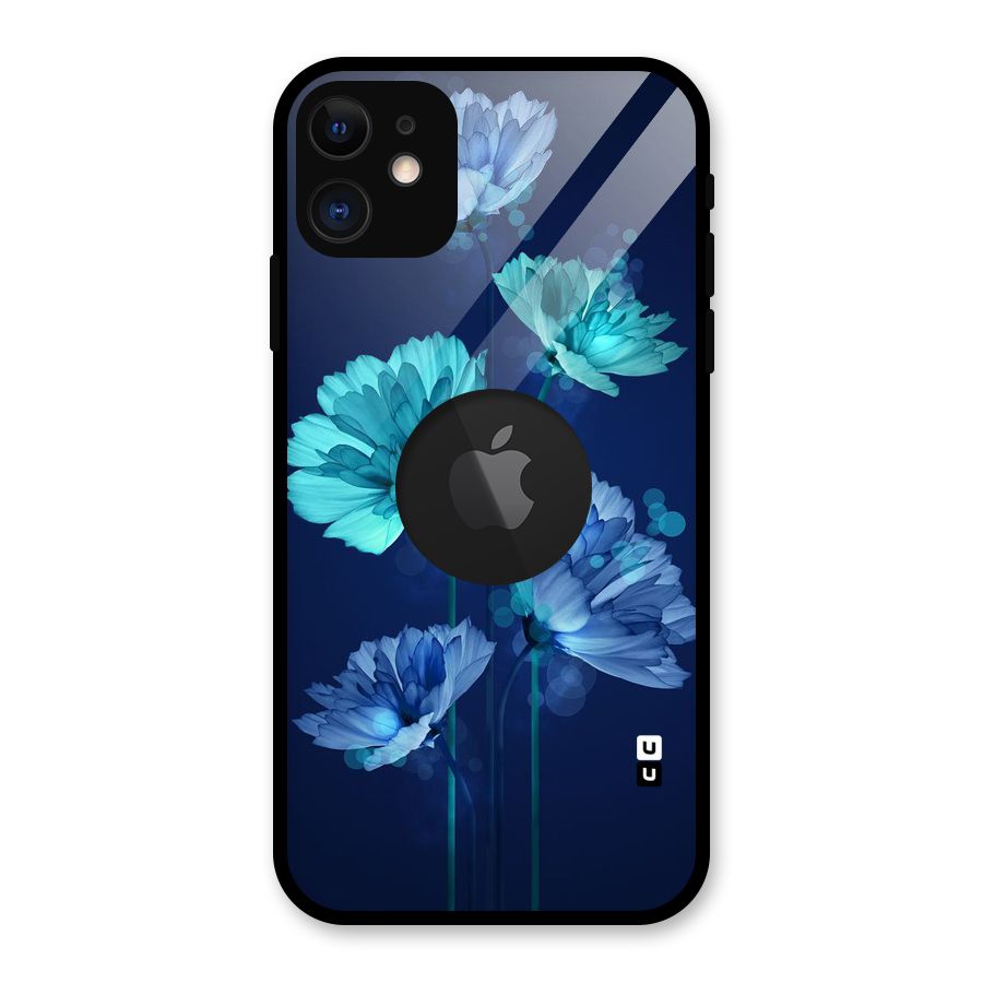 Water Flowers Glass Back Case for iPhone 11 Logo Cut