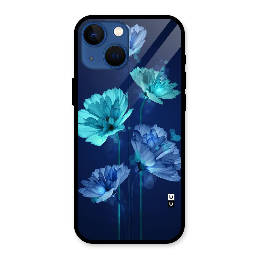 Water Flowers Glass Back Case for iPhone 13 Mini