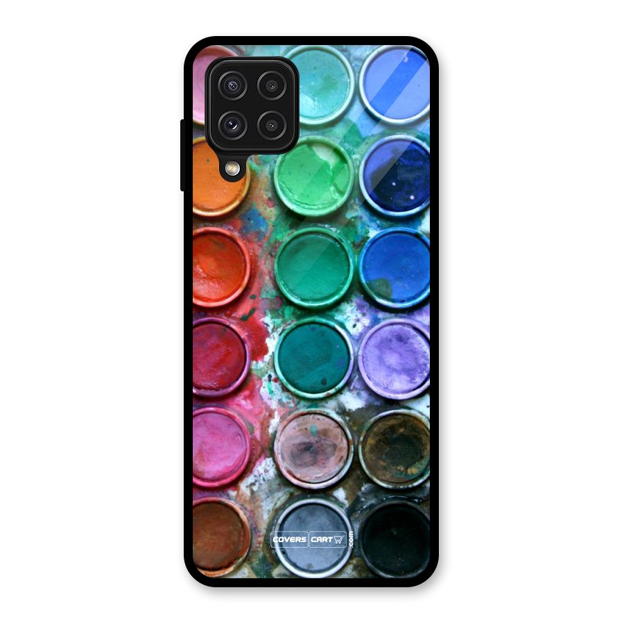 Water Paint Box Glass Back Case for Galaxy A22 4G