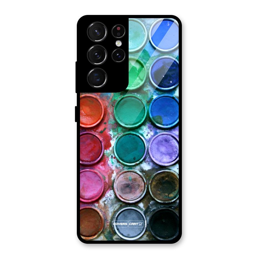 Water Paint Box Glass Back Case for Galaxy S21 Ultra 5G