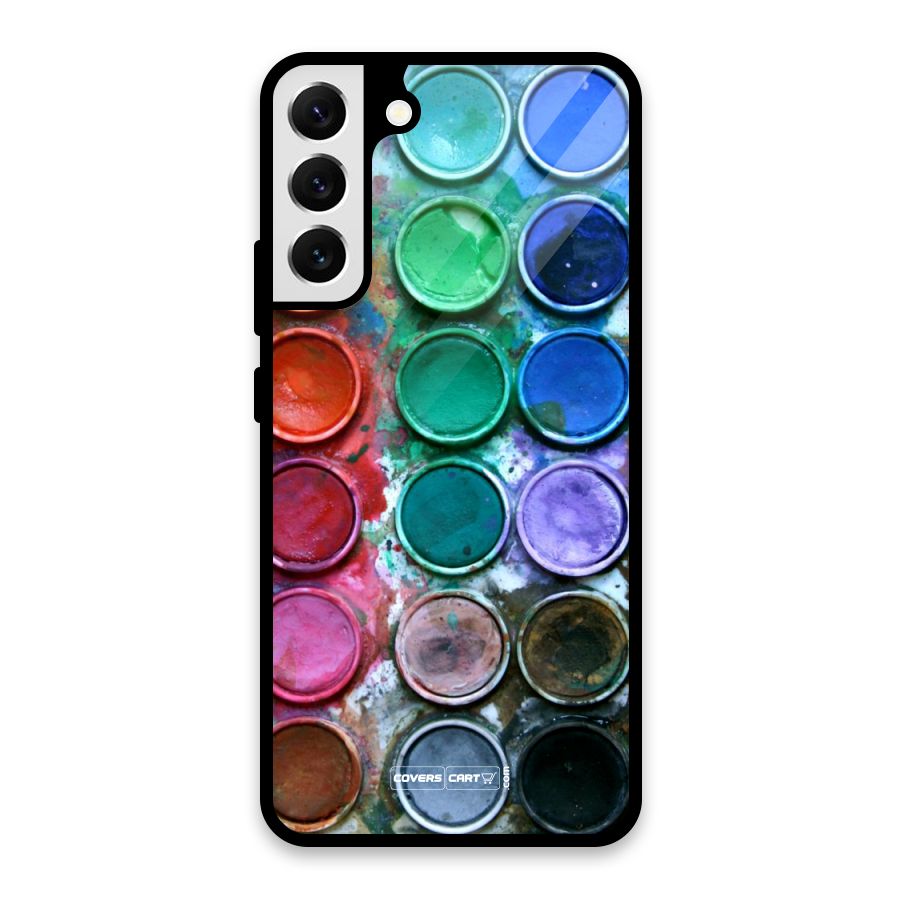 Water Paint Box Glass Back Case for Galaxy S22 Plus 5G