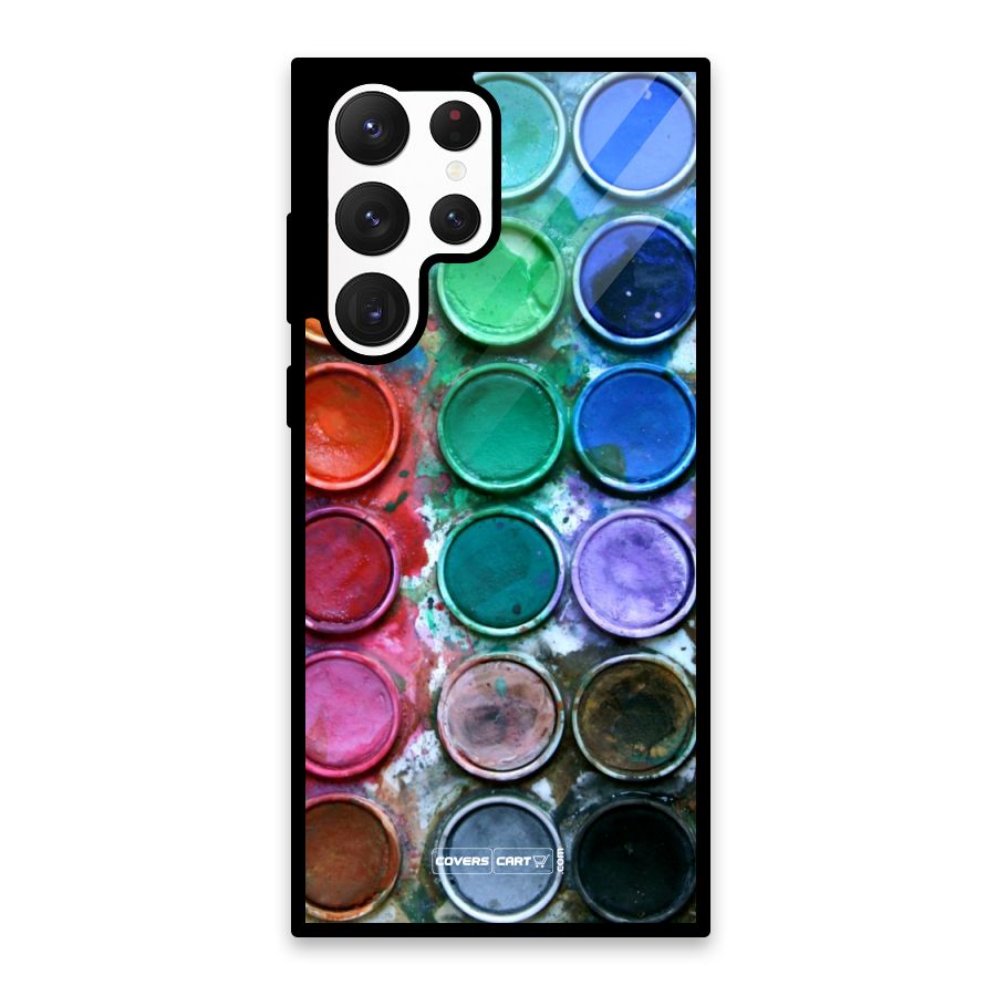 Water Paint Box Glass Back Case for Galaxy S22 Ultra 5G