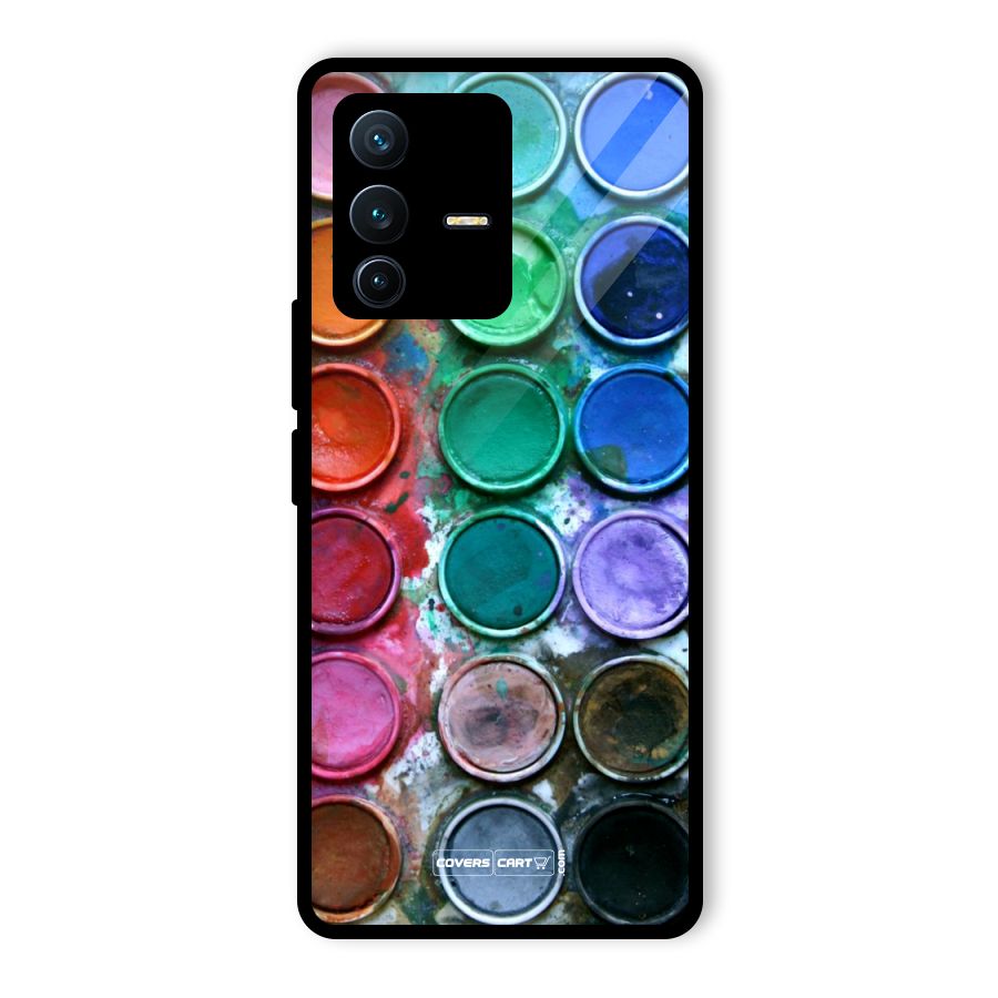 Water Paint Box Glass Back Case for Vivo V23 Pro