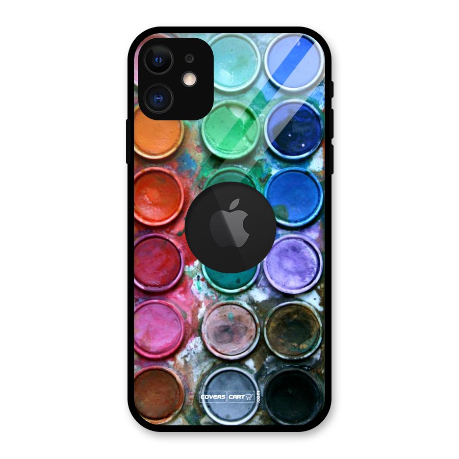 Water Paint Box Glass Back Case for iPhone 11 Logo Cut