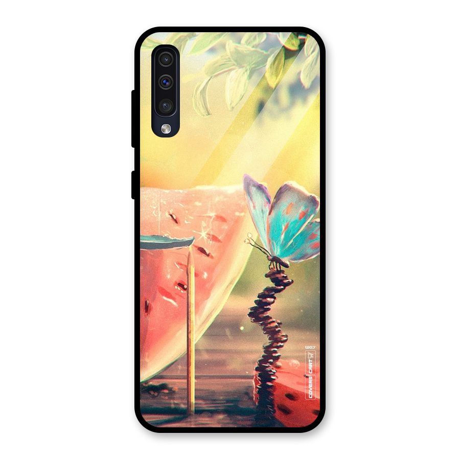 Watermelon Butterfly Glass Back Case for Galaxy A50