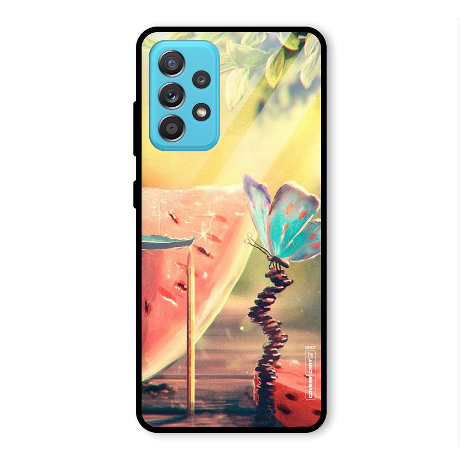 Watermelon Butterfly Glass Back Case for Galaxy A52s 5G