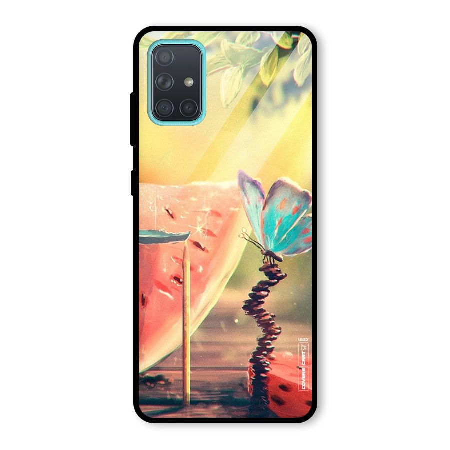 Watermelon Butterfly Glass Back Case for Galaxy A71