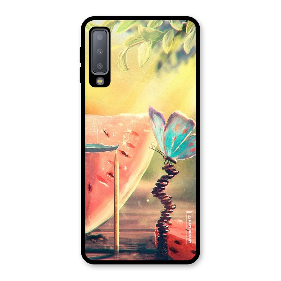 Watermelon Butterfly Glass Back Case for Galaxy A7 (2018)
