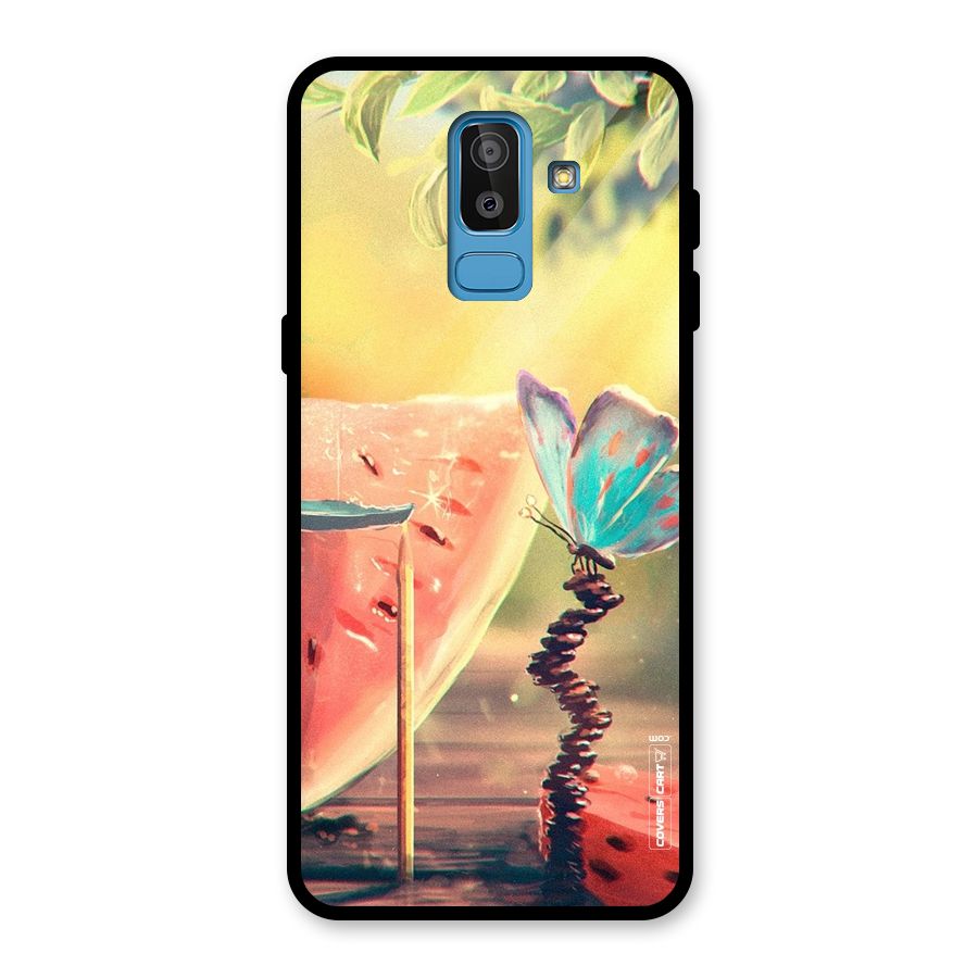 Watermelon Butterfly Glass Back Case for Galaxy J8