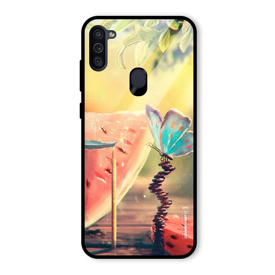 Watermelon Butterfly Glass Back Case for Galaxy M11