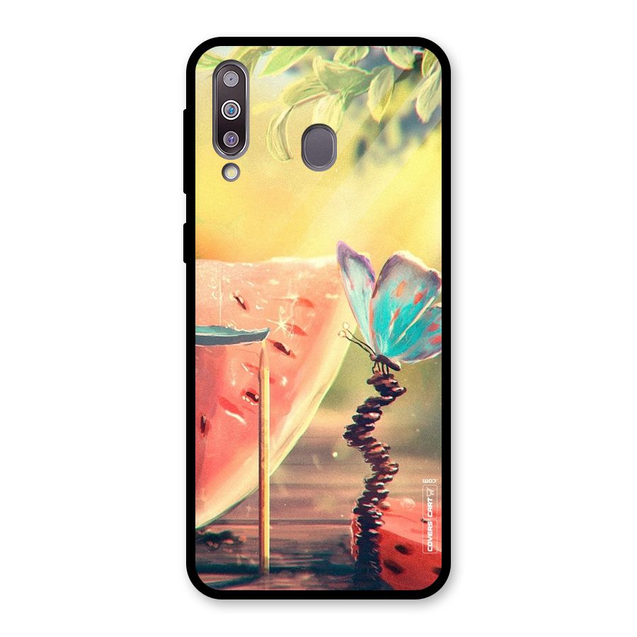 Watermelon Butterfly Glass Back Case for Galaxy M30