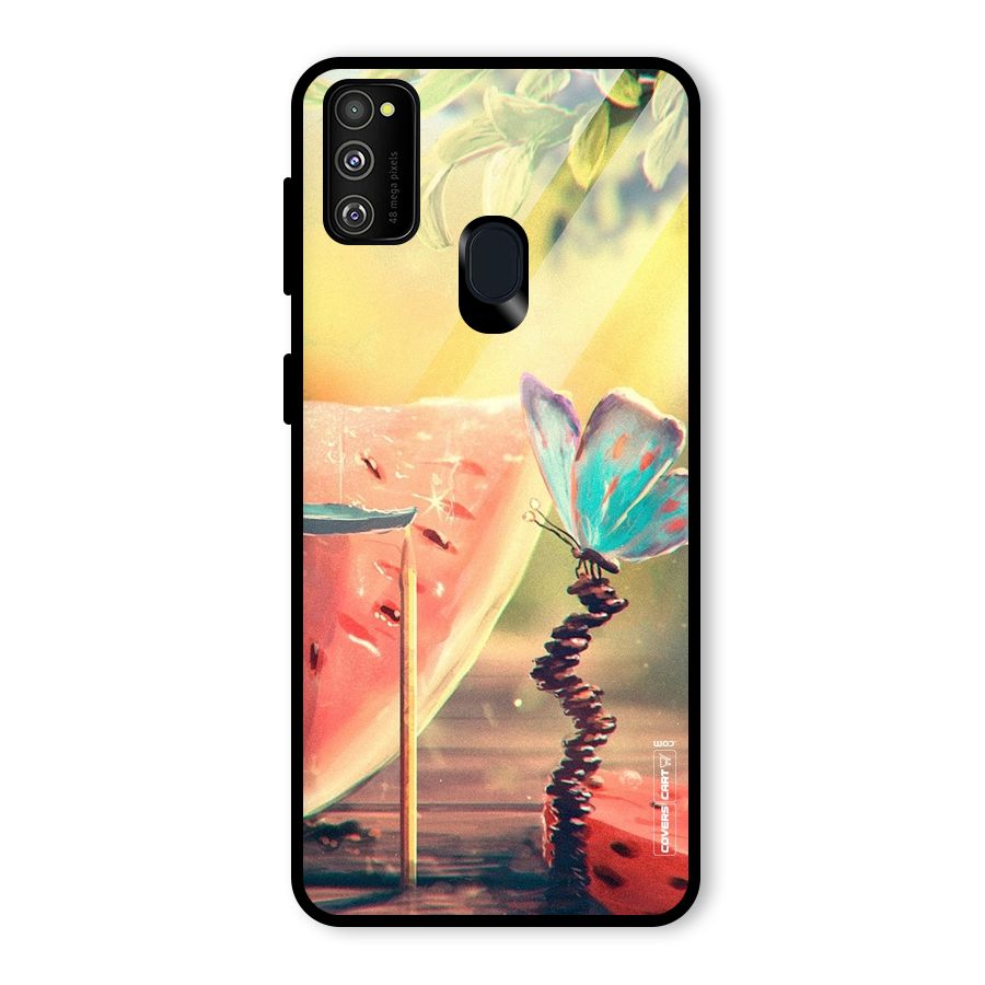 Watermelon Butterfly Glass Back Case for Galaxy M30s