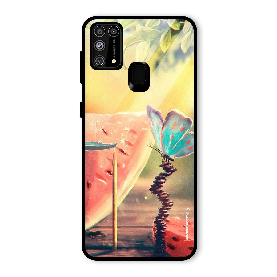 Watermelon Butterfly Glass Back Case for Galaxy M31